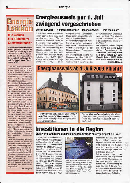 News der Stadtwerke Annaberg-Buchholz ber die Pflicht des Energiepasses